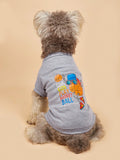 Black And Magenta English Text Print Pet Dog Shirt