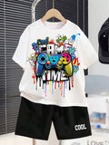 GlamTiny Kids Gamepad Graphic Tee and Shorts Set Boys