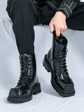 Men's Chelsea Ankle Boots Lace-Up Thick Sole Leather Retro