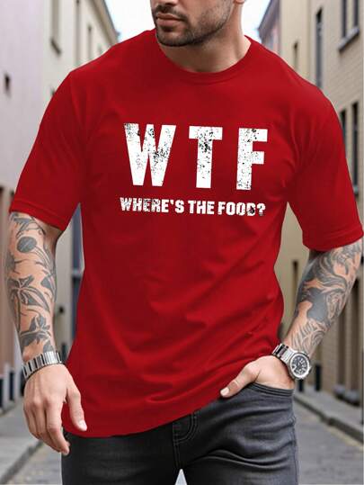 Manfinity LEGND Men's Letter Print Round Neck T-Shirt Red