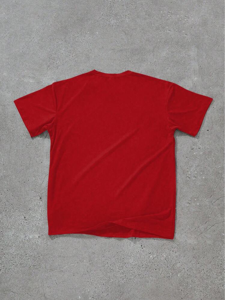 Manfinity LEGND Men's Letter Print Round Neck T-Shirt Red