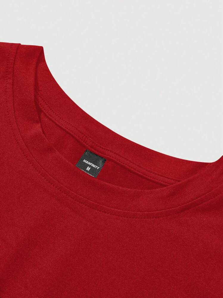 Manfinity LEGND Men's Letter Print Round Neck T-Shirt Red