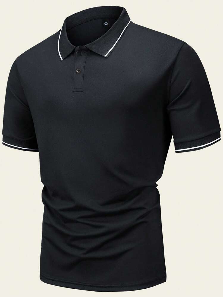 4 Pack Men's Short Sleeve Polo Shirt Set Knitted