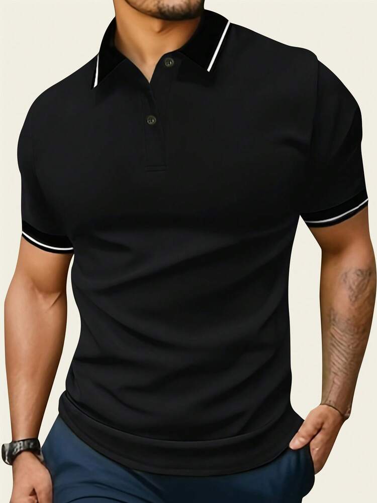 4 Pack Men's Short Sleeve Polo Shirt Set Knitted