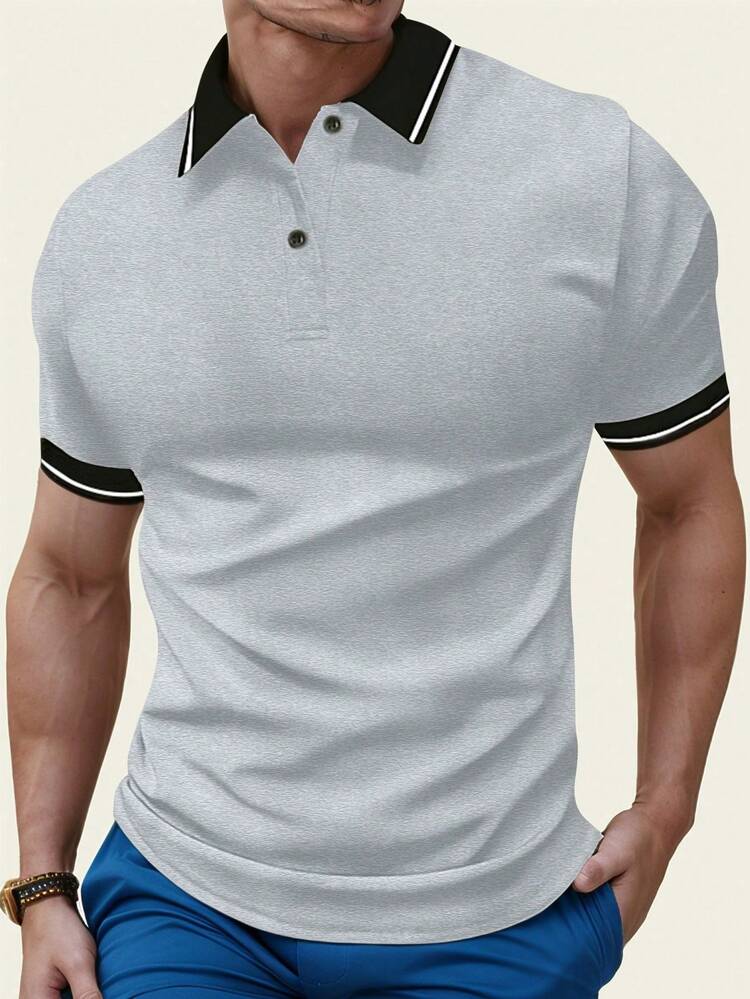 4 Pack Men's Short Sleeve Polo Shirt Set Knitted