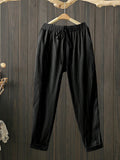 SHEIN LUNE Women's Plus Size Casual Loose Drawstring Pants Black