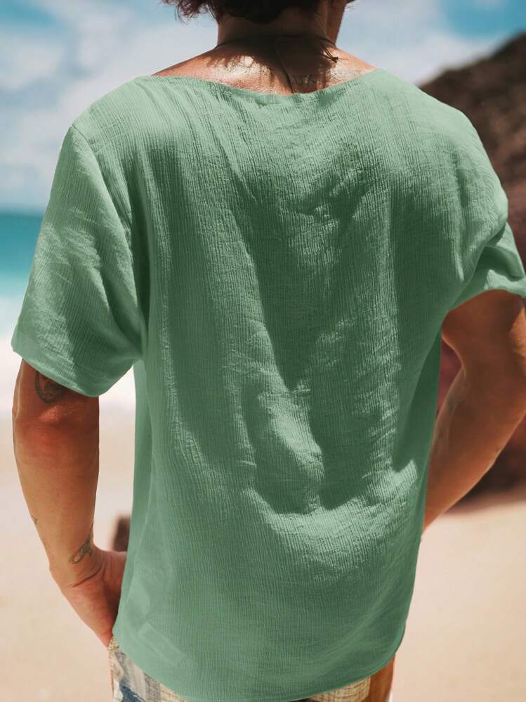 Manfinity VCAY Men's Casual Loose V-Neck Short Sleeve T-Shirt