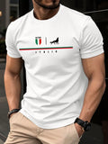 Manfinity Homme Letter Print Short Sleeve Casual T-Shirt White