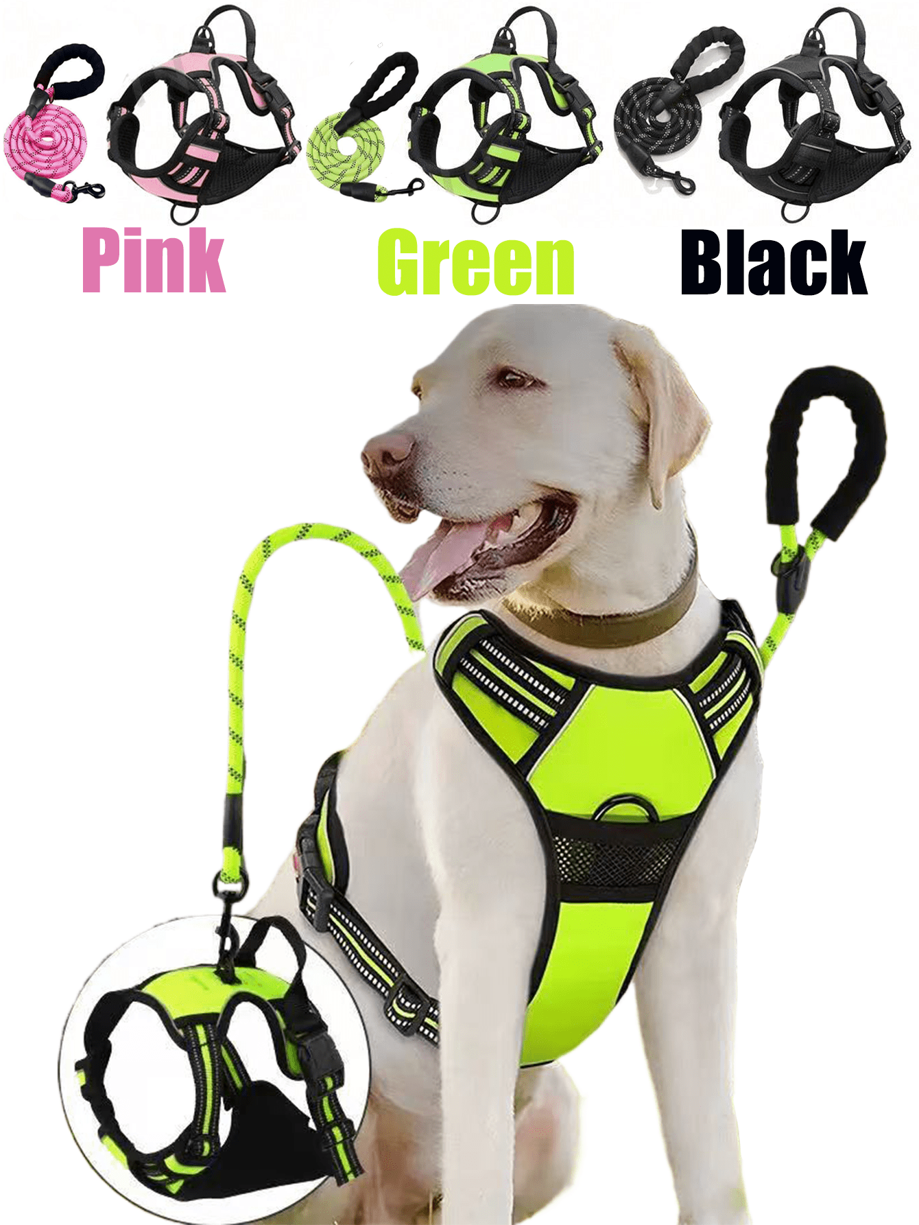 Reflective Anti-Pull Dog Harness and Leash Set Adjustable Padded Vest