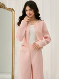 Tweed Jacket and Wide Leg Pants Set for Teen Girls