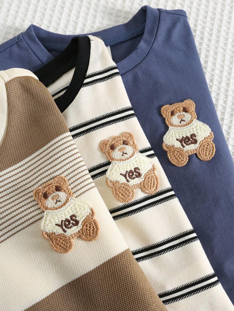SHEIN Baby Boy Cartoon Bear T-Shirt And Shorts 6-Piece Set