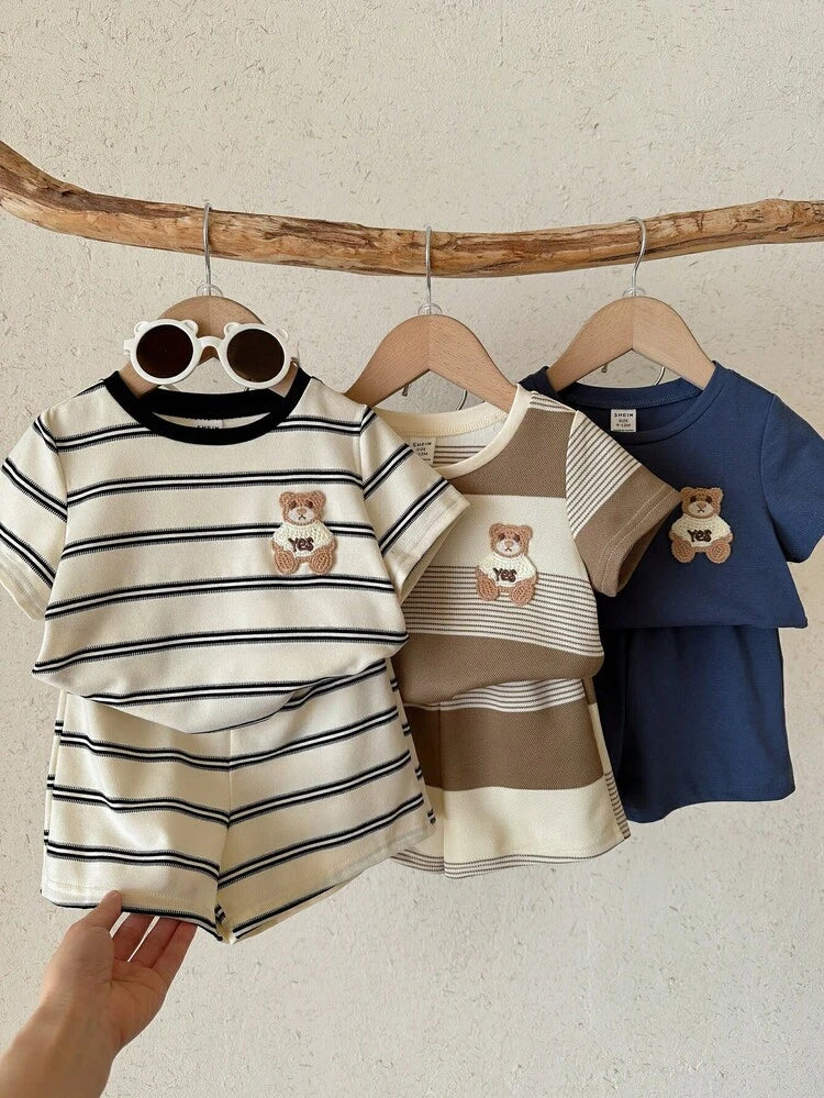 SHEIN Baby Boy Cartoon Bear T-Shirt And Shorts 6-Piece Set