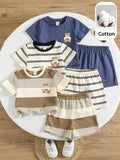 SHEIN Baby Boy Cartoon Bear T-Shirt And Shorts 6-Piece Set