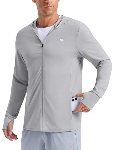PINSPARK Men's UPF50+ Full Zip Outdoor Hoodie Lightweight Sun Protection