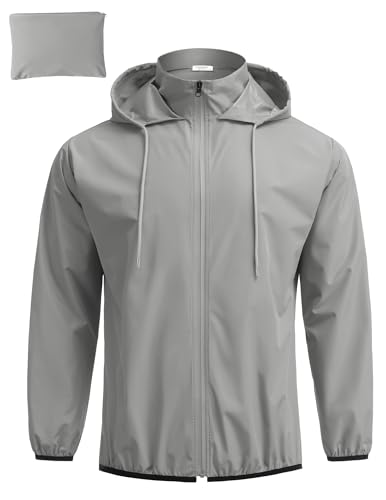 COOFANDY Men's Lightweight Hooded Rain Jacket Packable Waterproof Windbreaker