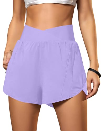 Blooming Jelly Women's Athletic Running Shorts High-Waisted Zipper Pockets