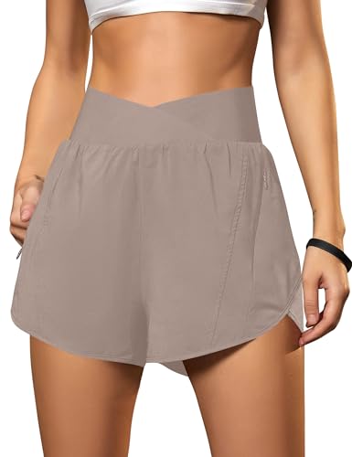 Blooming Jelly Women's Athletic Running Shorts High-Waisted Zipper Pockets