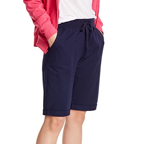 Hanes French Terry Bermuda Shorts Women's Side Pockets Elastic Waist