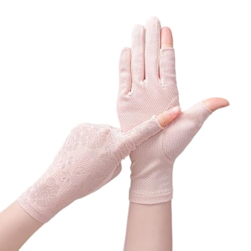INOGIH Women UV Protection Fingerless Driving Gloves Non-Slip Cotton