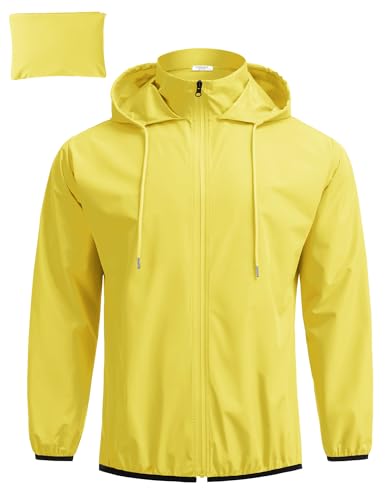 COOFANDY Men's Lightweight Hooded Rain Jacket Packable Waterproof Windbreaker