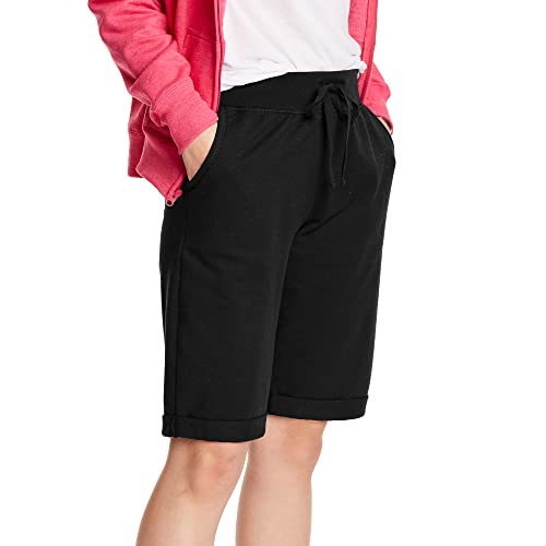Hanes French Terry Bermuda Shorts Women's Side Pockets Elastic Waist