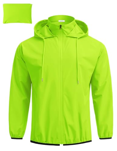COOFANDY Men's Lightweight Hooded Rain Jacket Packable Waterproof Windbreaker