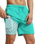 Yufawow 7 Inch Men's Swim Trunks with Compression Liner Quick Dry