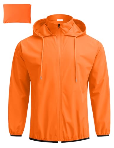COOFANDY Men's Lightweight Hooded Rain Jacket Packable Waterproof Windbreaker