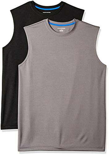Amazon Essentials Men's Gym Tank Tops Moisture-Wicking Breathable 2 Pack