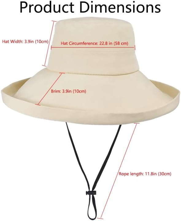 CaySep Women's Wide Brim Foldable Bucket Hat UV Protection Summer