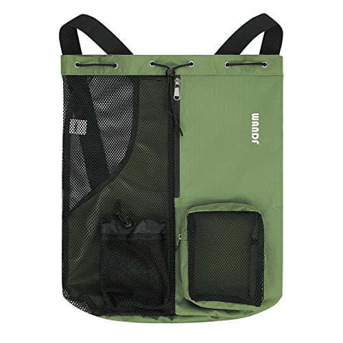WANDF Mesh Drawstring Swim Backpack with Wet Pocket Large