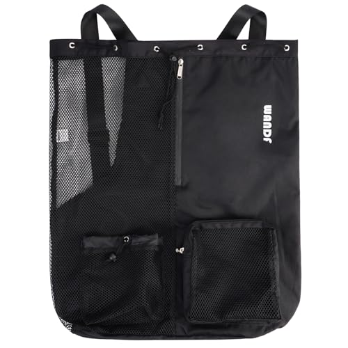 WANDF Mesh Drawstring Swim Backpack with Wet Pocket Large