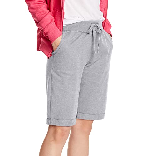 Hanes French Terry Bermuda Shorts Women's Side Pockets Elastic Waist