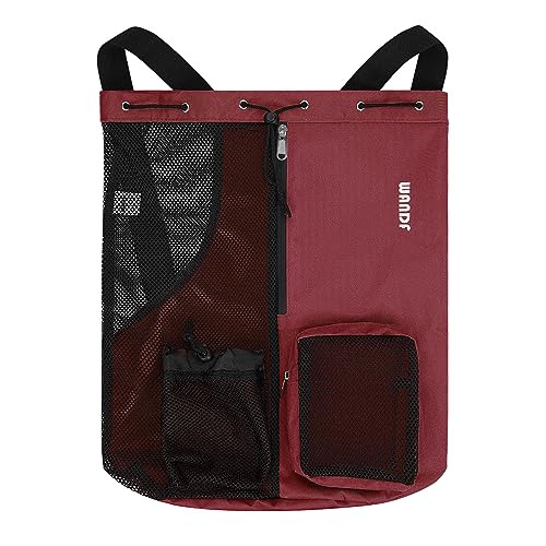 WANDF Mesh Drawstring Swim Backpack with Wet Pocket Large