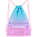 Nidoul Mesh Drawstring Gym Bag with Zipper Pocket 15x20in