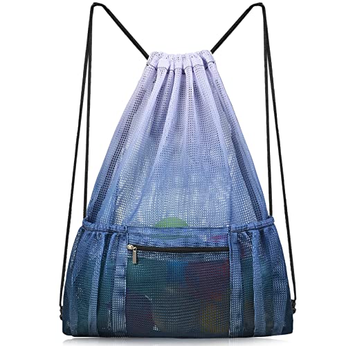 Nidoul Mesh Drawstring Gym Bag with Zipper Pocket 15x20in