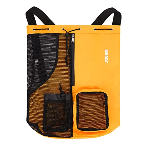WANDF Mesh Drawstring Swim Backpack with Wet Pocket Large