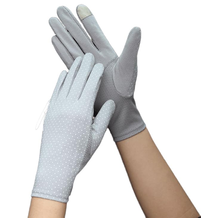 INOGIH Women UV Protection Fingerless Driving Gloves Non-Slip Cotton