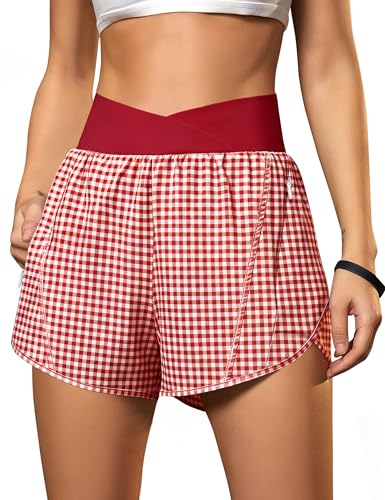 Blooming Jelly Women's Athletic Running Shorts High-Waisted Zipper Pockets