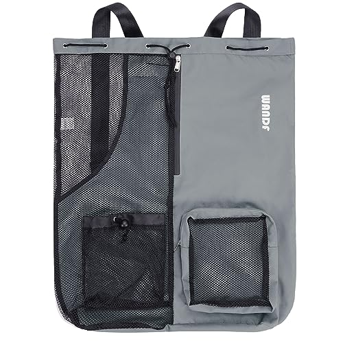 WANDF Mesh Drawstring Swim Backpack with Wet Pocket Large