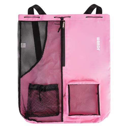 WANDF Mesh Drawstring Swim Backpack with Wet Pocket Large