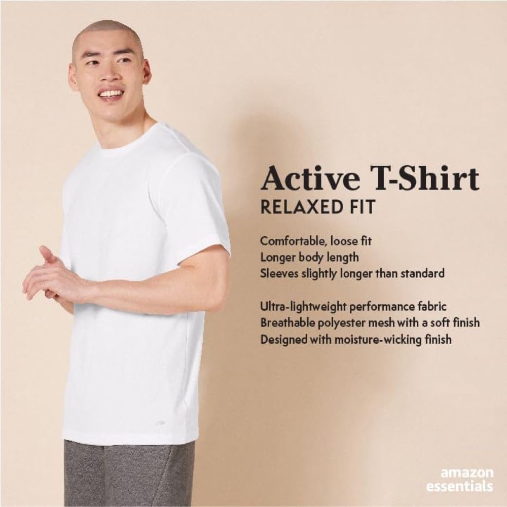 Amazon Essentials Men's Moisture Wicking Active Performance Gym T-Shirts 2-Pack