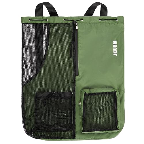 WANDF Mesh Drawstring Swim Backpack with Wet Pocket Large