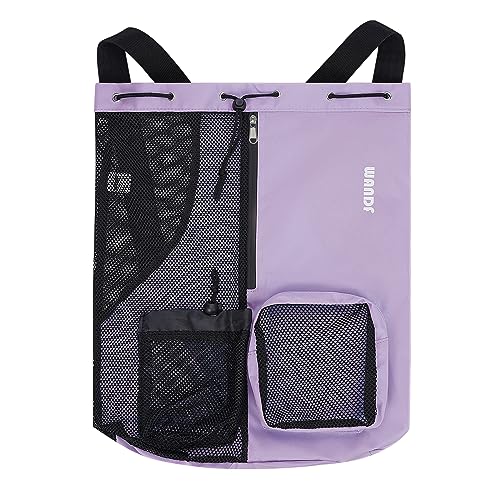 WANDF Mesh Drawstring Swim Backpack with Wet Pocket Large