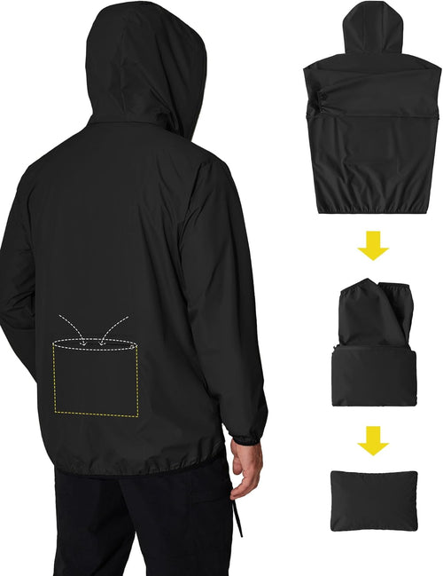 COOFANDY Men's Lightweight Hooded Rain Jacket Packable Waterproof Windbreaker
