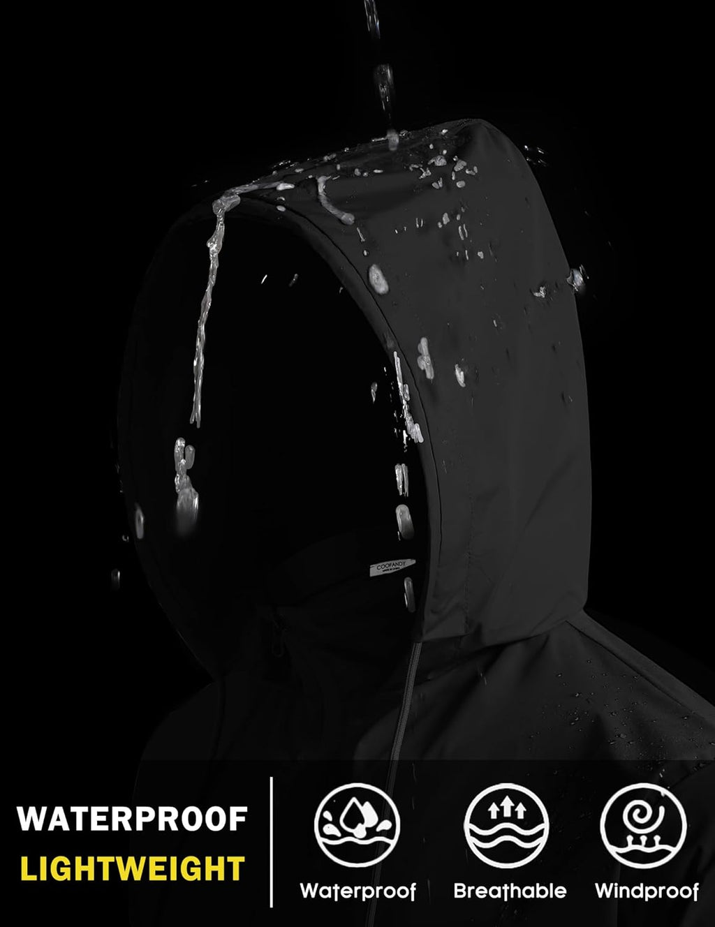 COOFANDY Men's Lightweight Hooded Rain Jacket Packable Waterproof Windbreaker