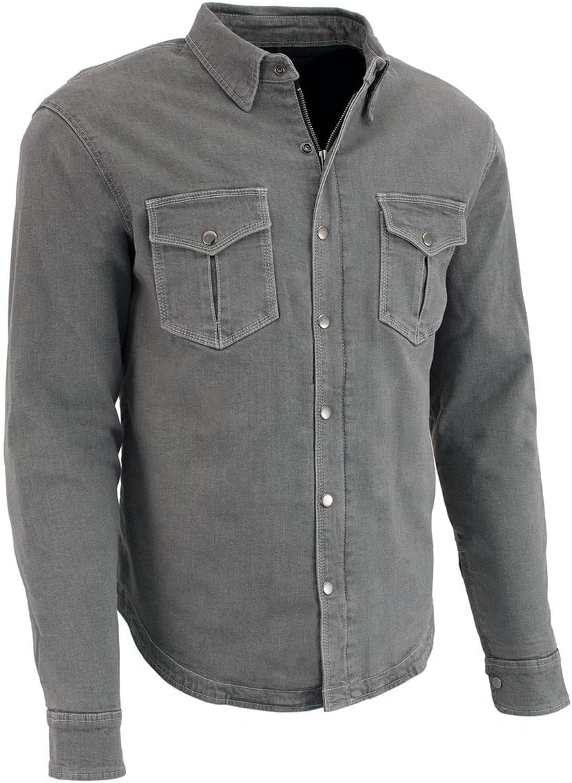 Milwaukee Leather Men's Long Sleeve Biker Shirt with CE Armor