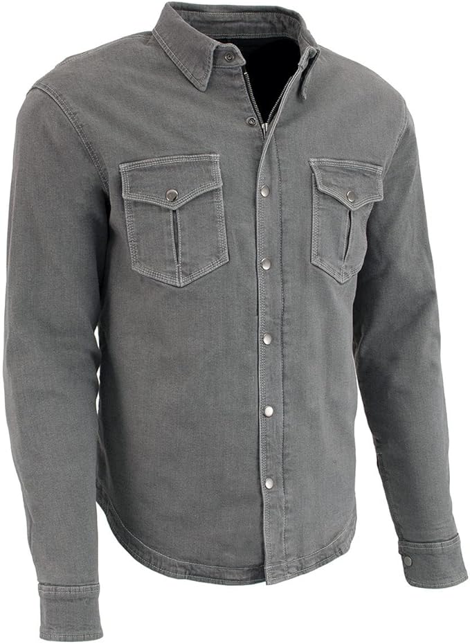 Milwaukee Leather Men's Long Sleeve Biker Shirt with CE Armor