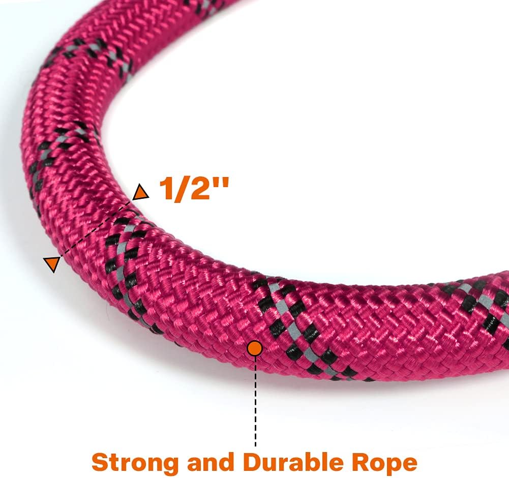 Taglory Heavy Duty Rope Dog Leash with Padded Reflective Handle