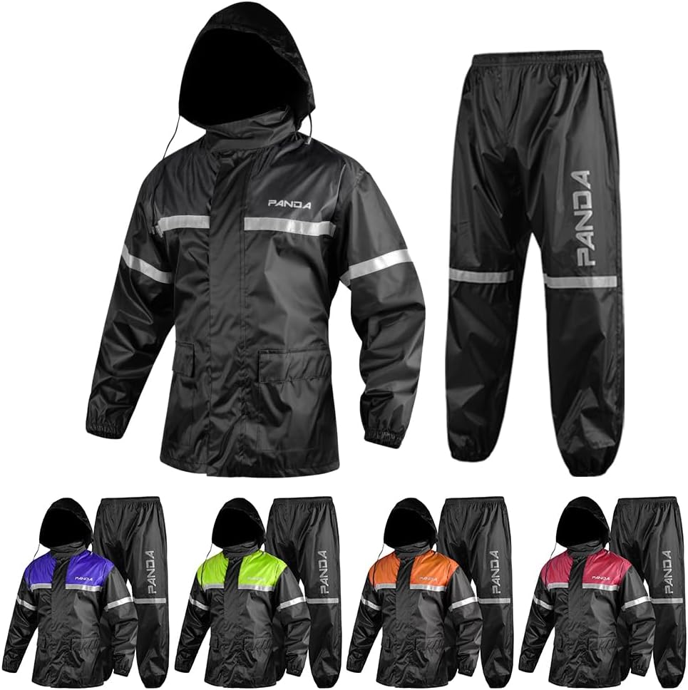 Panda Cycle Gear Motorcycle Rain Suit Reflective Waterproof 2 Piece Set